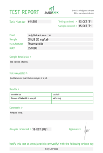 CIALIS 20 (USA WAREHOUSE) 5 TestReport14385